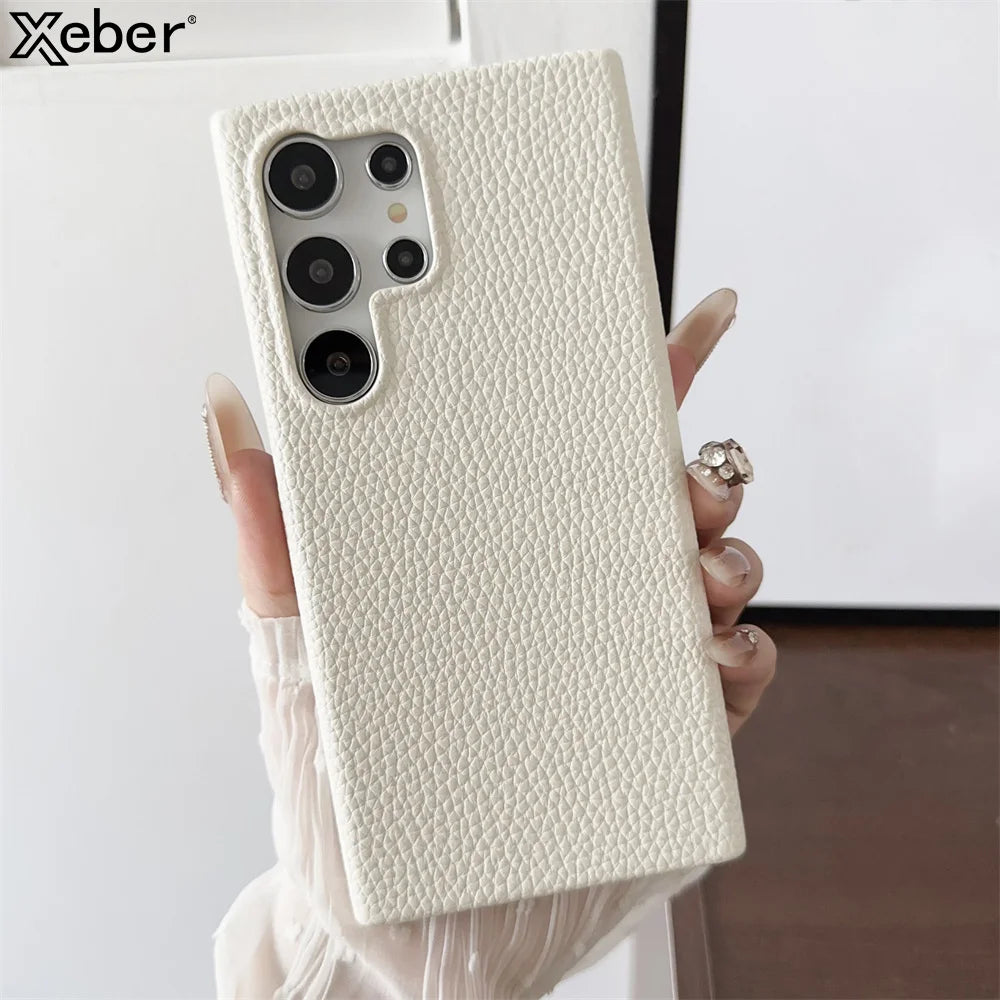 Luxury Lambskin Leather Phone Case For Samsung S22 Plus S23FE S24 Ultra A55 A35 A25 A15 A54 A34 A24 A14 A53 A33 A13 A22 PU Cover