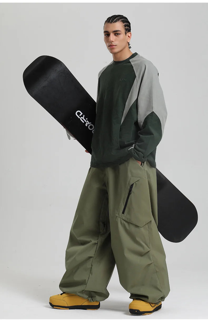 New Loose Ski Pants Women Outdoor Snowboard Windproof Waterproof Warm Solid Work Wear Clothes Breathable Skiing Trousers Men