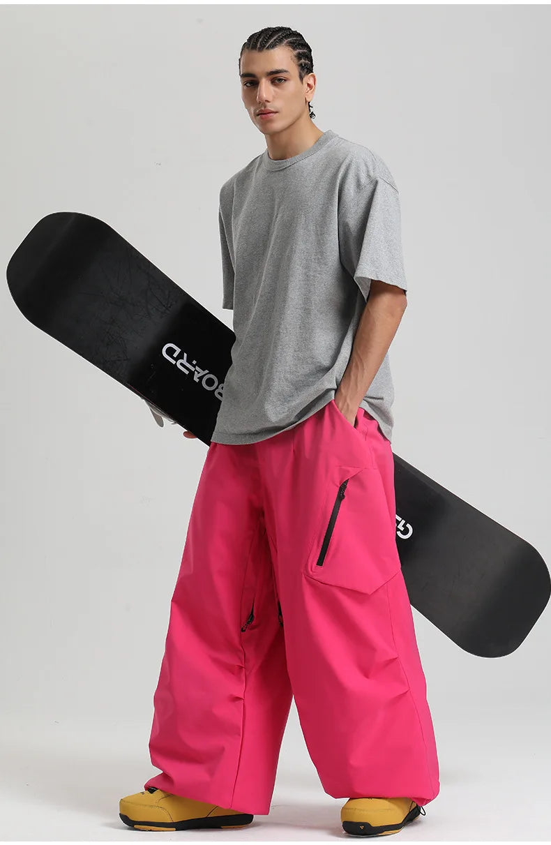 New Loose Ski Pants Women Outdoor Snowboard Windproof Waterproof Warm Solid Work Wear Clothes Breathable Skiing Trousers Men