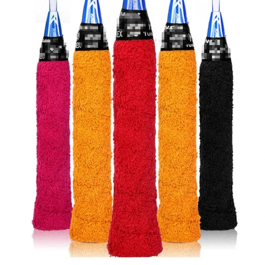 Pro Sweat-Absorbing Overgrips - Towel Grip Tape for Tennis/Badminton Rackets, Non-Slip Control Wrap w/Self-Adhesive