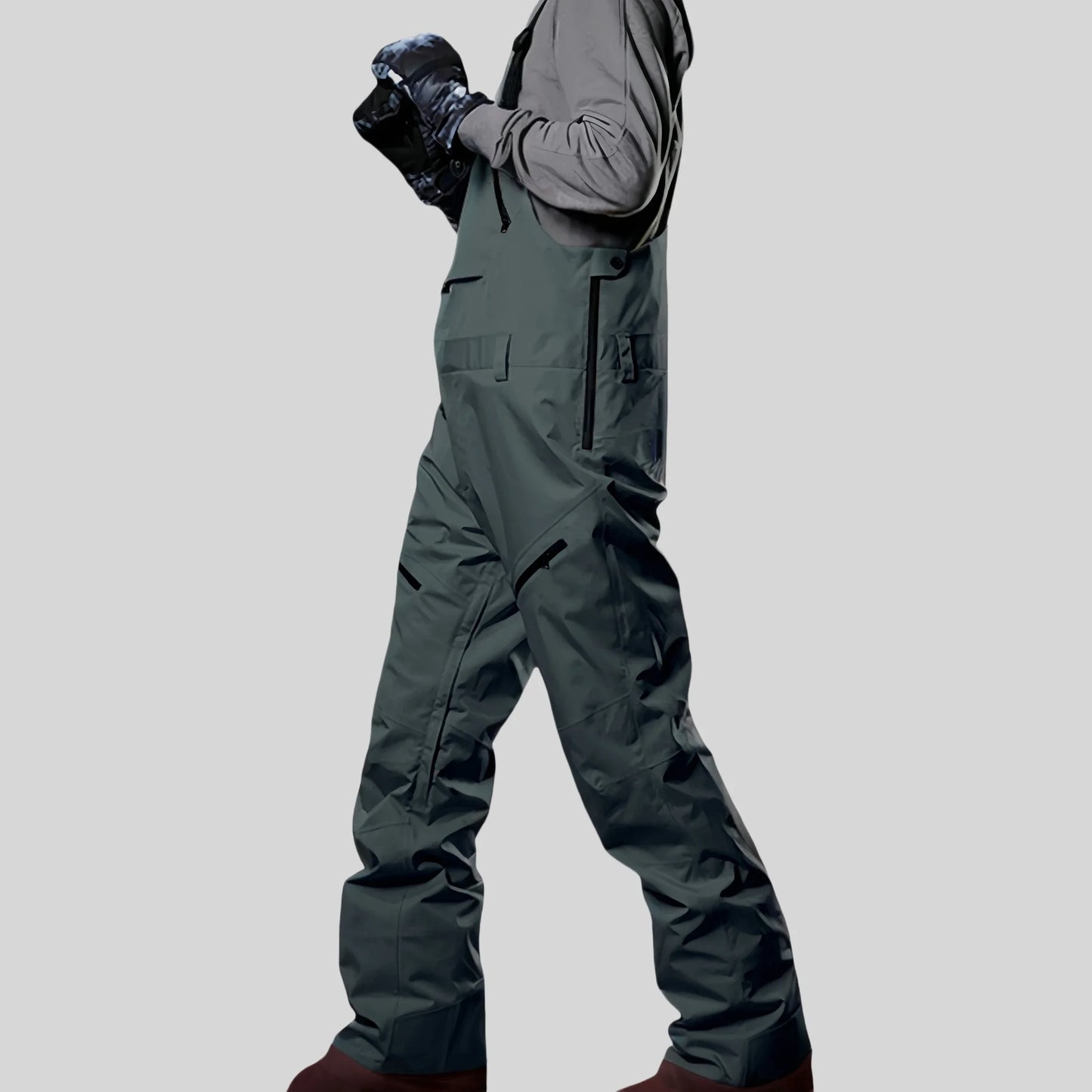 2025 Winter Skiing Pants Outdoor Waterproof Windproof Snow Trousers Men Loose Ski Overalls Snowboard Sport Strap Pants Clothing