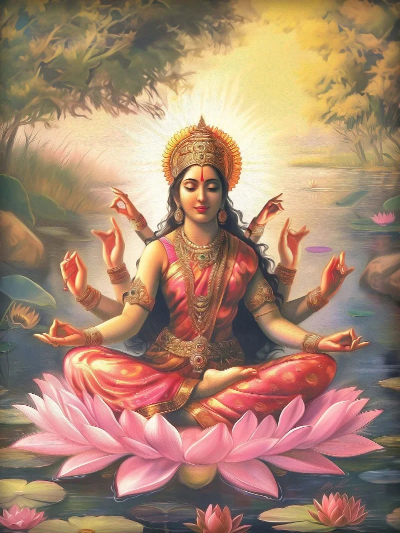Divine Goddess Durga Hindu Indian Hindu Meditation Yoga Poster Print Wall Art Pictures Canvas Painting Living Room Home Decor
