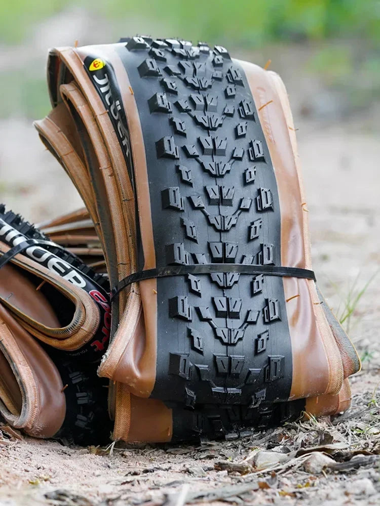 JILUER Folding Tire for Mountain and Road Bikes  27.5" Puncture-Resistant, 29" & 700c Sizes, Ultralight with Yellow Sidewalls