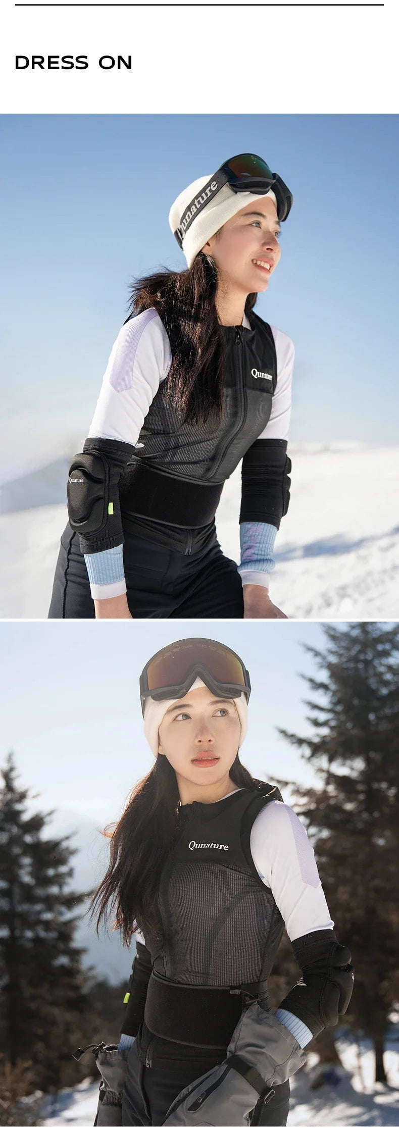 Qunature Adults Ski Vest CE1 Level Anti-Collision Waist Protector Sports EAR Pad Back Protection Vest Anti-Fall Vest Jackets