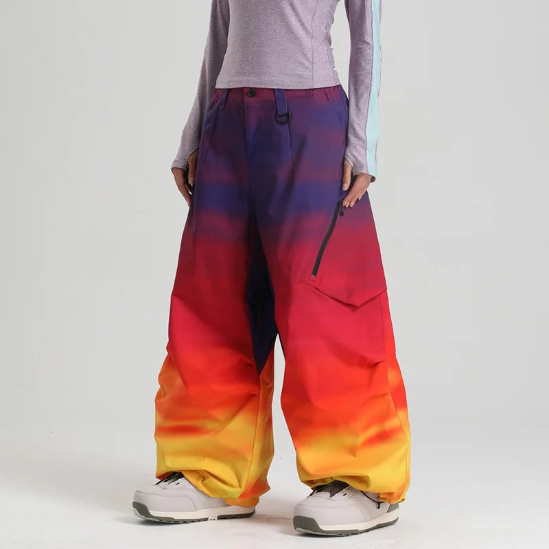 New Loose Ski Pants Women Outdoor Snowboard Windproof Waterproof Warm Solid Work Wear Clothes Breathable Skiing Trousers Men
