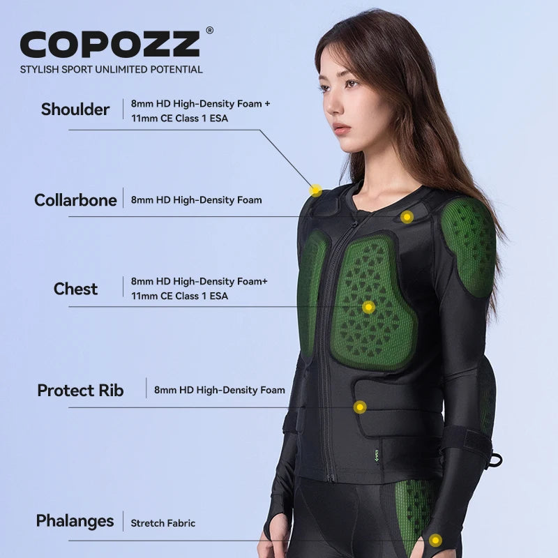 COPOZZ ESA Anti-Collision Back Chest Impact Protection Motorcycle Inner Jacket Clothes Full Body Ski Armour Protector Pants