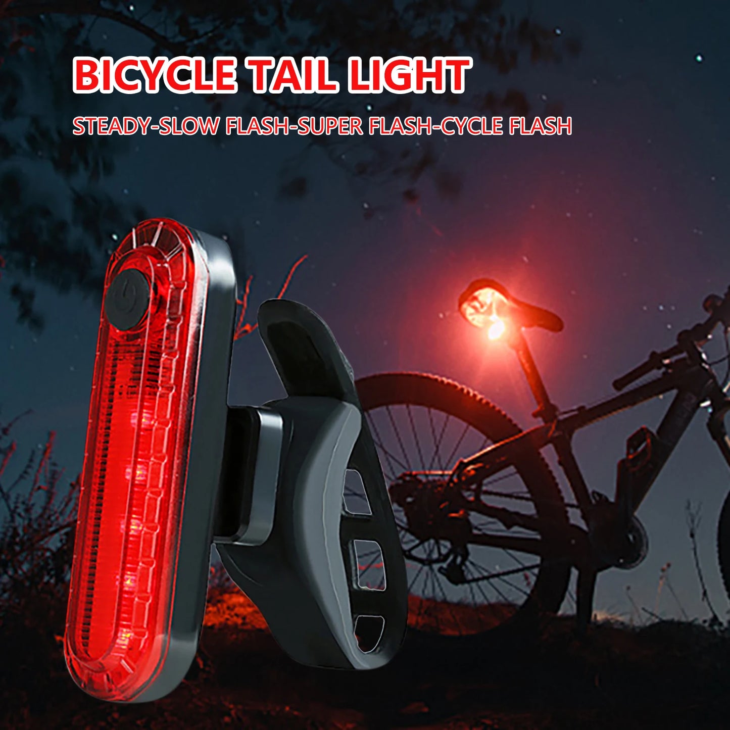 Bike Light Night Riding LED Explosion Flash Light USB Charging Tail Refill Highlighting Bike Light Bicycle Accessories Cycling