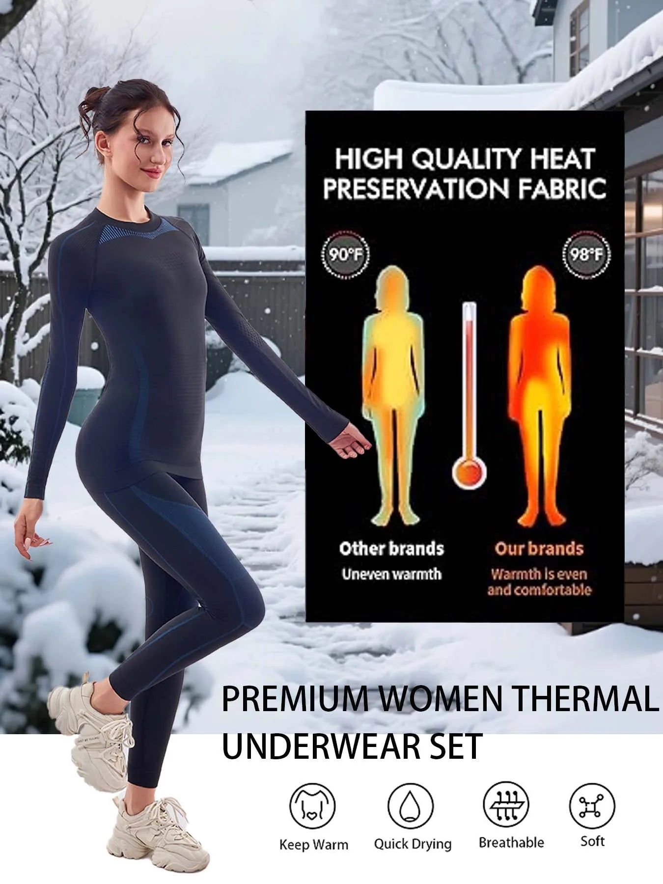 Women Skiing Underwear Set Fitness Thermal Gym Ski Snowboarding Hiking Jogging Sport Running Yoga Exercise Suit Long Johns