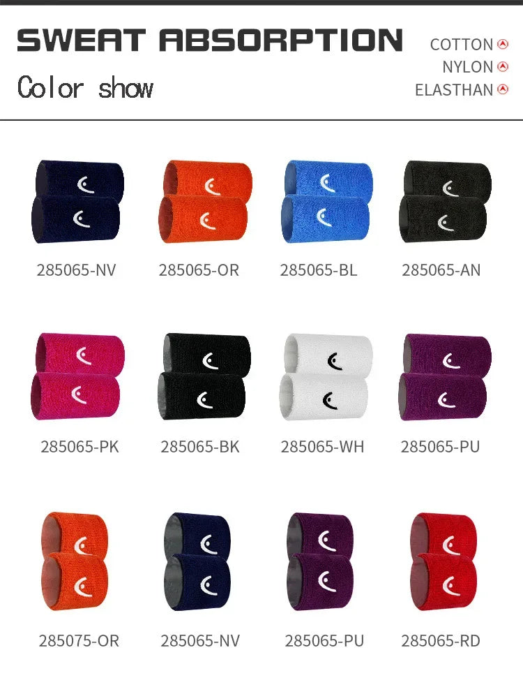 Original HEAD Tennis Wristband Badminton Sport Wristband Cotton Comfortable Sweat Wiping Non Slip Wristband