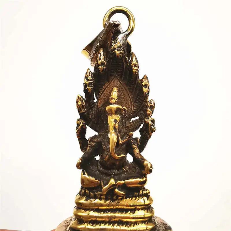 Indian Ganesh Amulet Pendants Pocket Buddha Brass Golden Handicrafts Capped Rudraksha Bodhi Beads TBP661