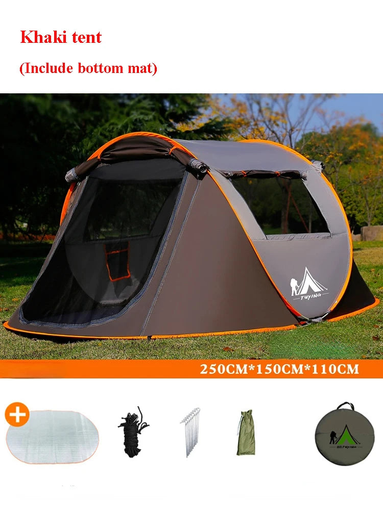 2-4Persons Throw Tent Automatic Waterproof Large Space Family Outdoor Camping Portable Tourist Self-driving BBQ Equipment
