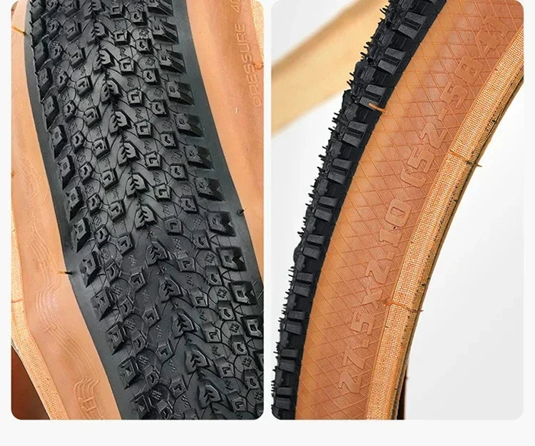 JILUER Folding Tire for Mountain and Road Bikes  27.5" Puncture-Resistant, 29" & 700c Sizes, Ultralight with Yellow Sidewalls