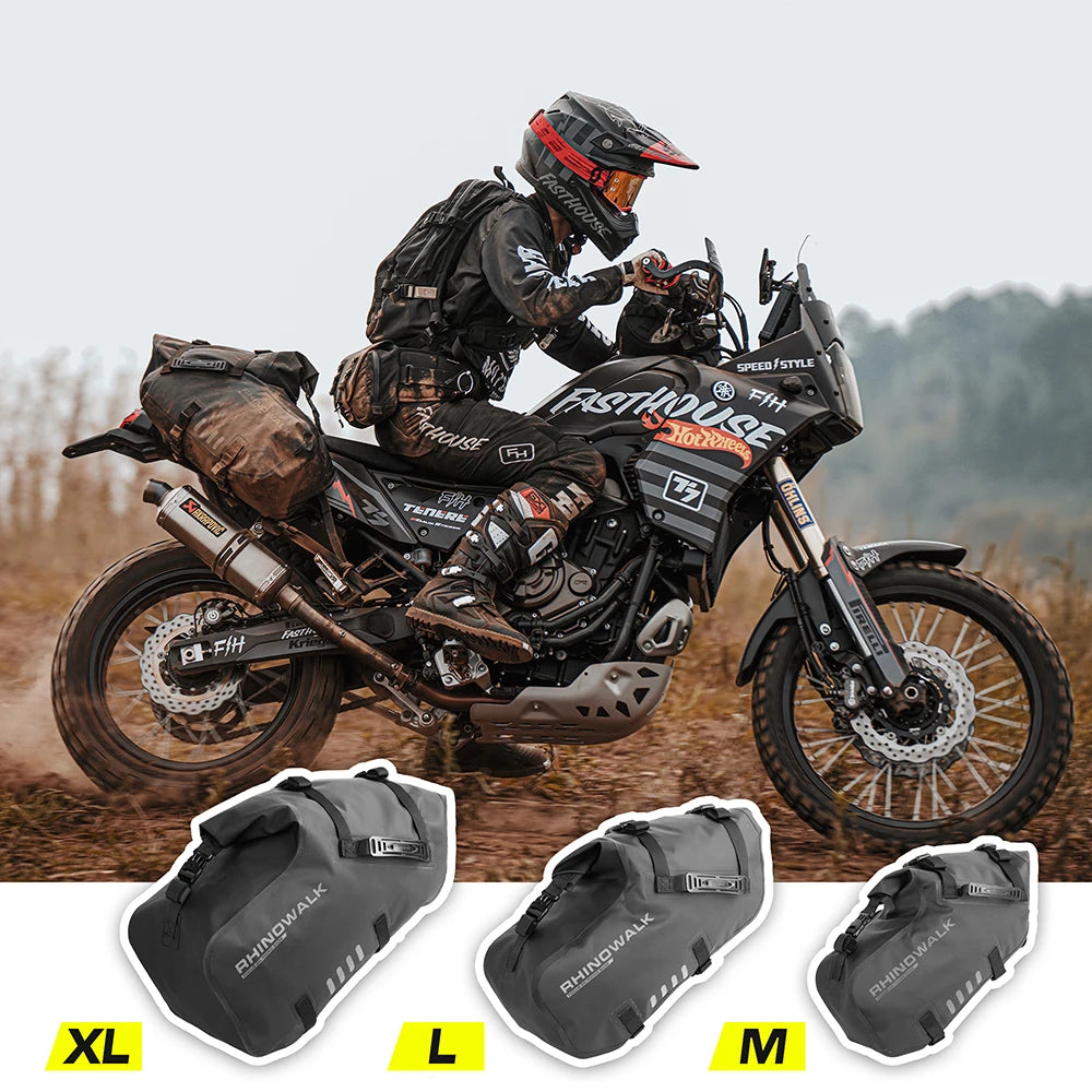 Rhinowalk Motorcycle Side Bag 2PC 100% Waterproof 18L/28L/48L Motorbike Saddle Bag Motor Pannier Bag Saddle Bags Travel Luggage