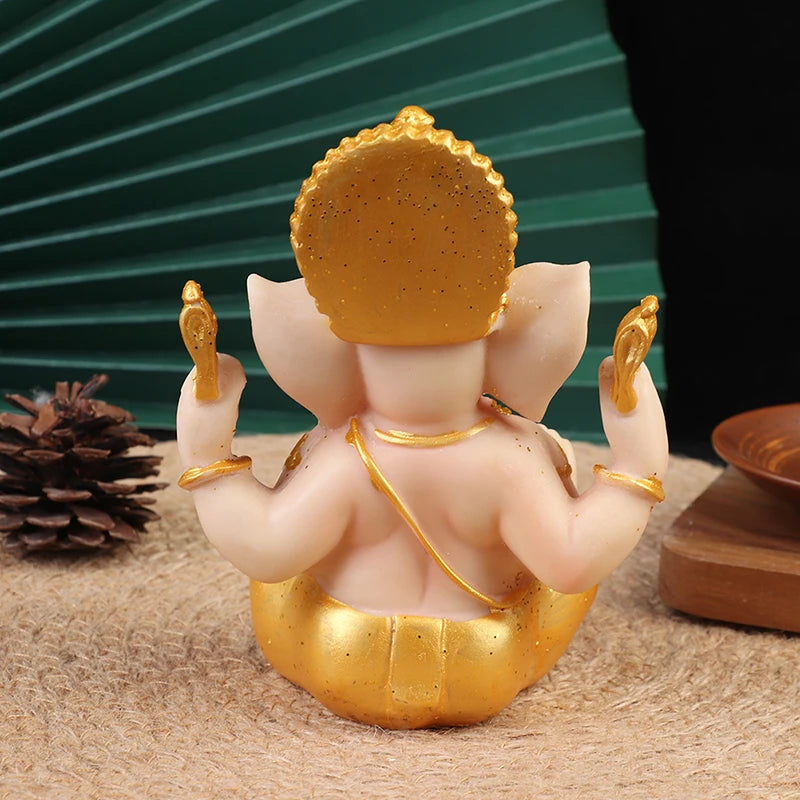Gold Lord Ganesha Buddha Statue Elephant God Sculptures Ganesh Figurines