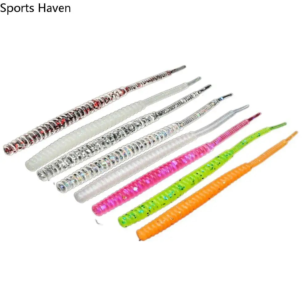 20Pcs Soft Silicone Shearable Worm Lures Small  Artificial Fishing Bait 50mm, 60mm