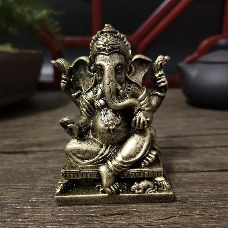 Lord Ganesha Buddha Statue Home Decoration Ganesh Elephant God Sculpture Figurines Ornaments Buddha Statues FengShui Lucky Gift