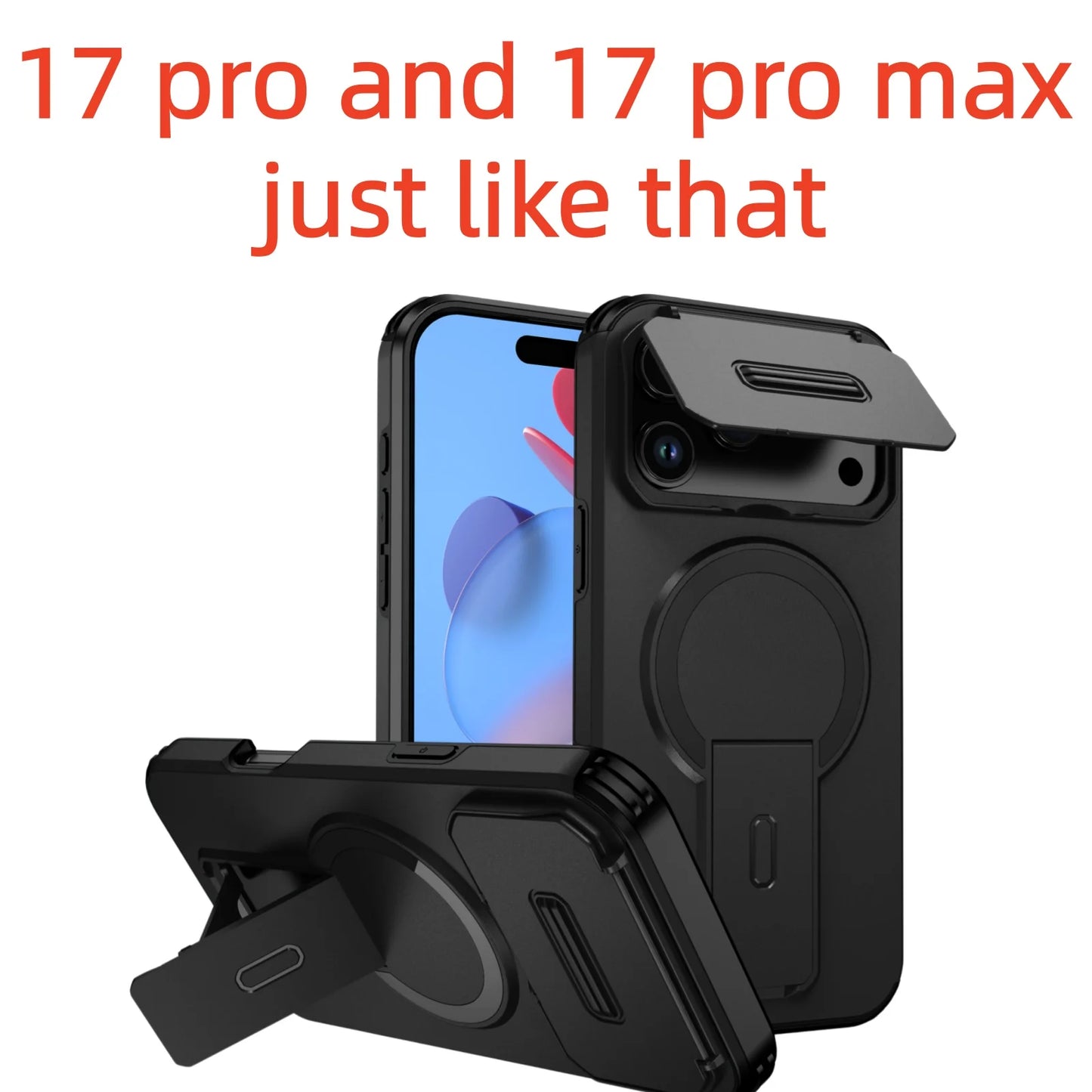 For Magsafe Stand Invisible Hard Case for Iphone 17 Pro Max Air 16 Plus 16e 15 14 12 13 Pro Iphone17 Accessories
