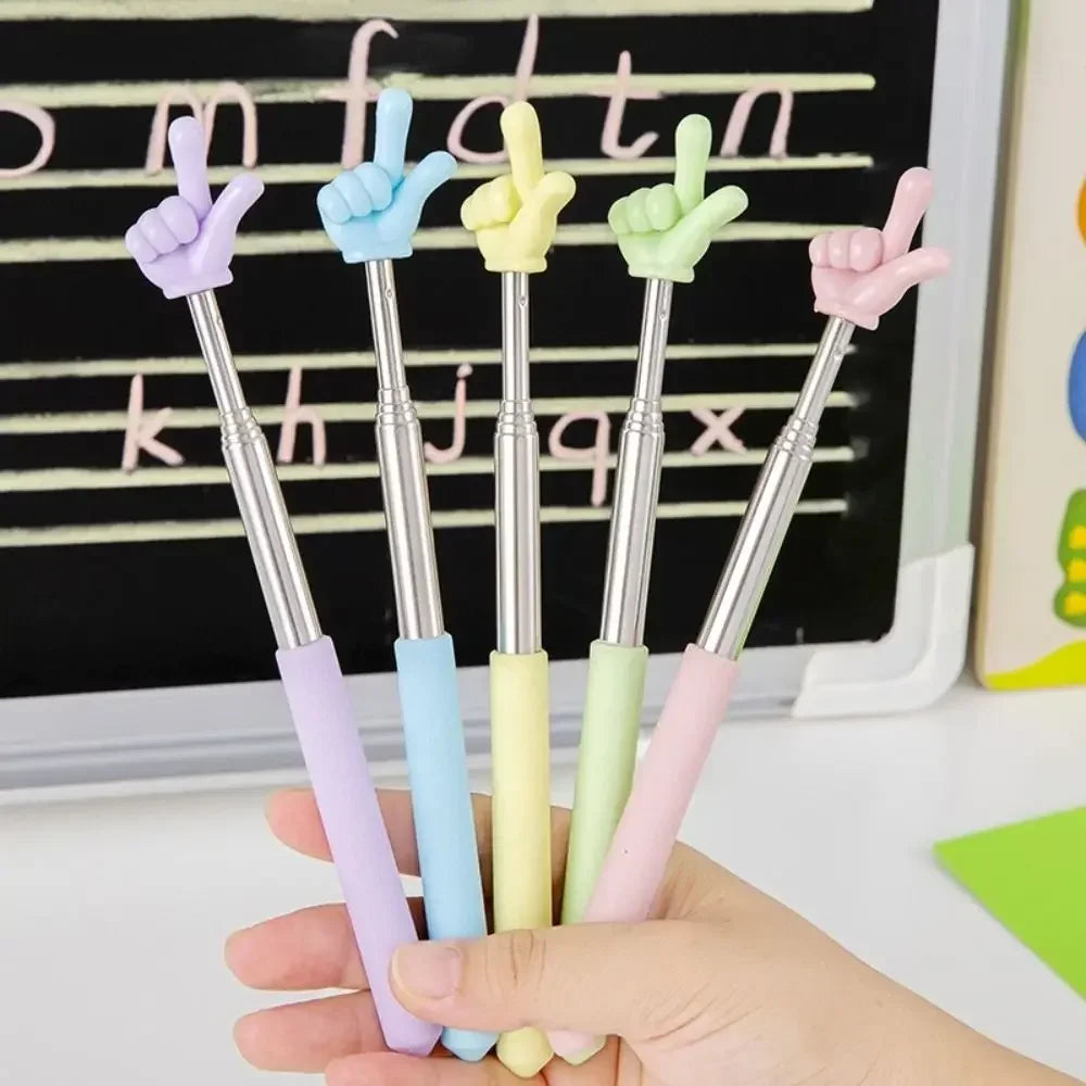 Durable Stainless Steel Teaching Pointer Telescopic Rod Finger Design Finger Reading Sticks Classroom Finger Pointer Students
