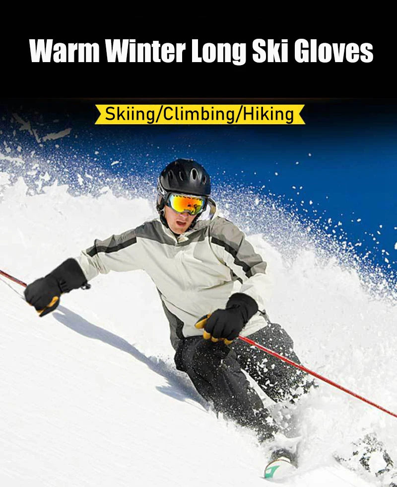 Winter Ski Mittens Snowboard Snowmobile Skiing Sports Motorcycle Riding Windproof Waterproof Pu Warm Ski Glove for Men Women