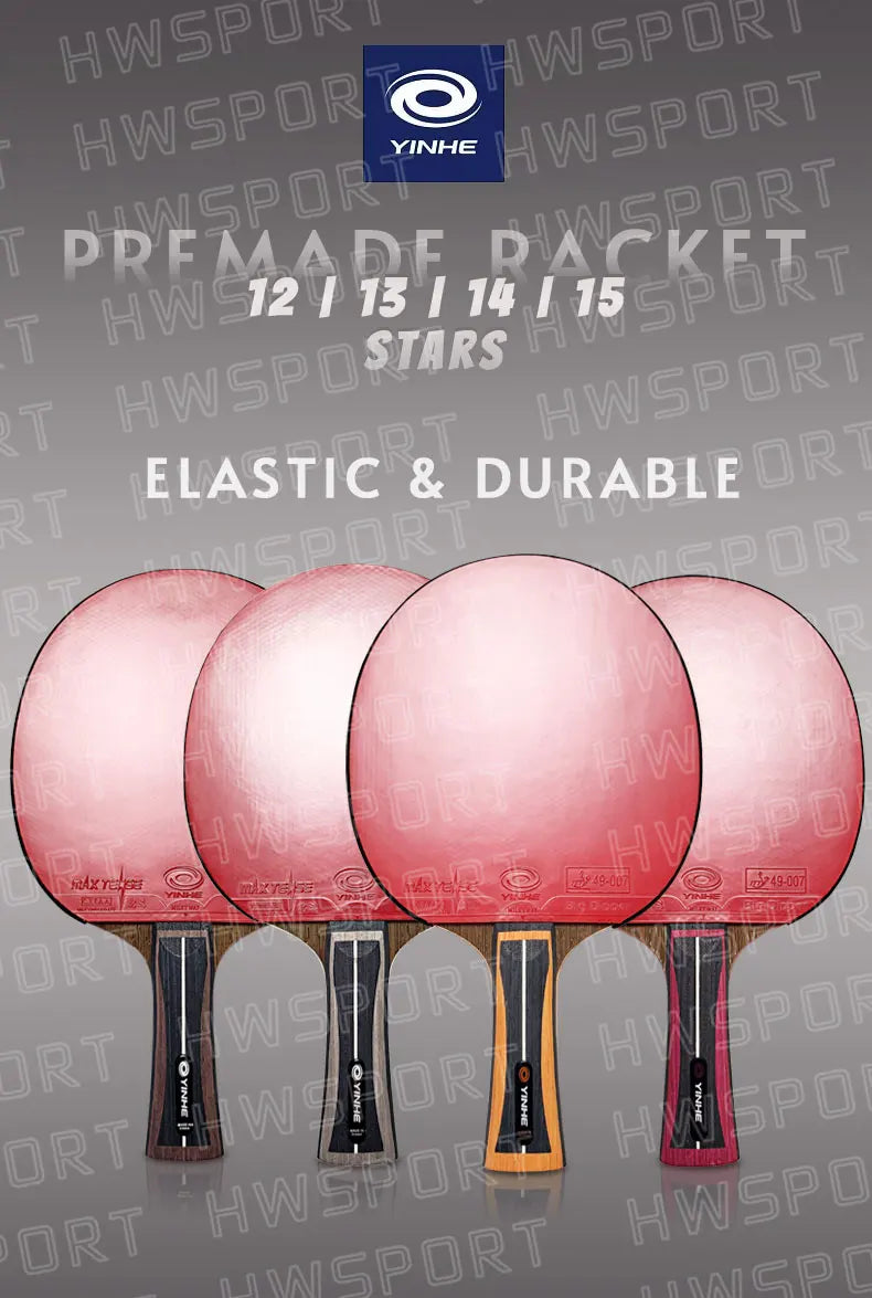 YINHE Professional Table Tennis Racket Pre-made 12 13 14 15 Star Ping Pong Racket Paddle 5 Wood 2 Carbon Offensive Bat for Speed