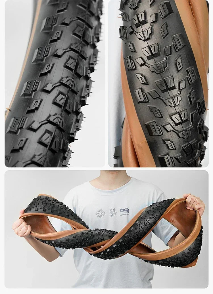 JILUER Folding Tire for Mountain and Road Bikes  27.5" Puncture-Resistant, 29" & 700c Sizes, Ultralight with Yellow Sidewalls