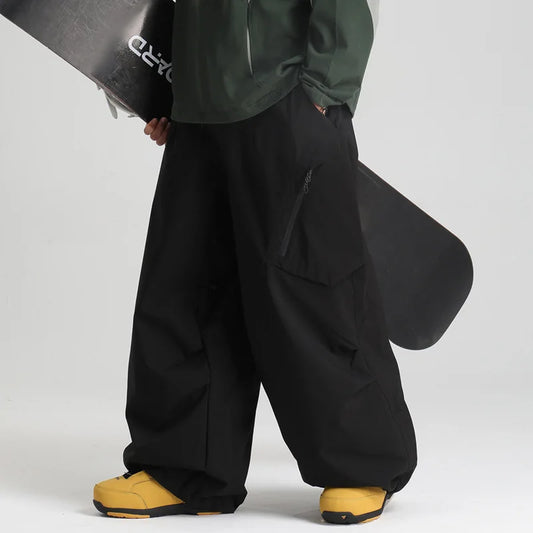 New Loose Ski Pants Women Outdoor Snowboard Windproof Waterproof Warm Solid Work Wear Clothes Breathable Skiing Trousers Men