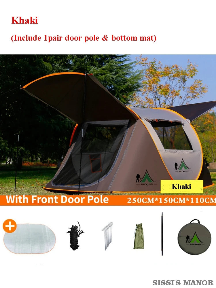 2-4Persons Throw Tent Automatic Waterproof Large Space Family Outdoor Camping Portable Tourist Self-driving BBQ Equipment