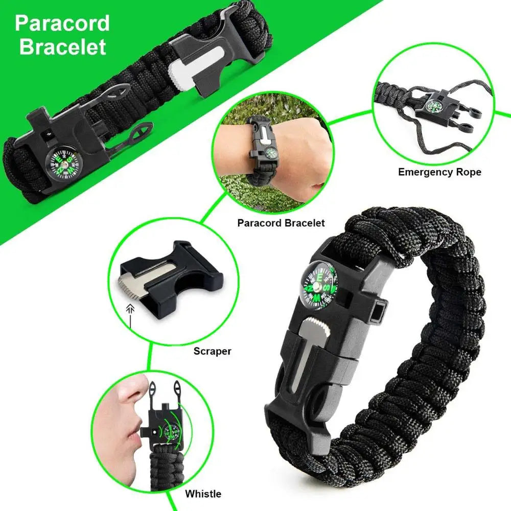 Survival Kit military Camping Multifunction Defense Equipment First Aid SOS for Wilderness Adventure With knife Thermal Blanket
