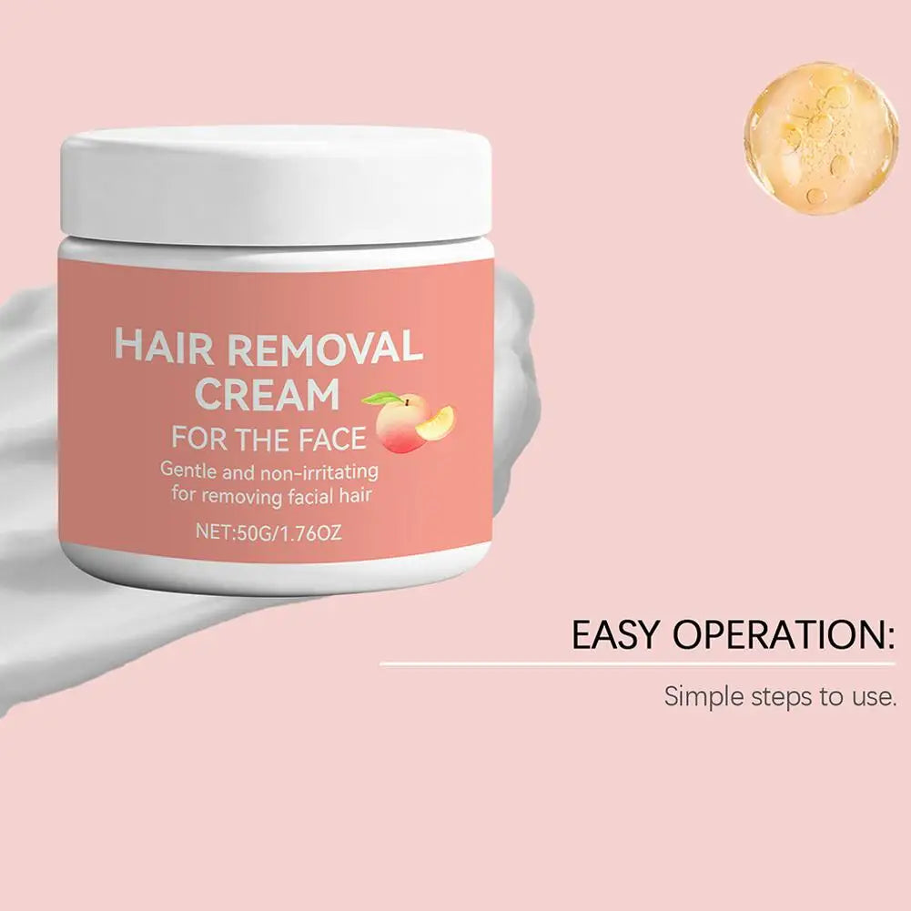 Facial Hair Removal Cream, Natural Aloe Vera Quick Gentle Fast-Acting Hair Remover Cream for Face & Lip, Moisturizing & Soothing