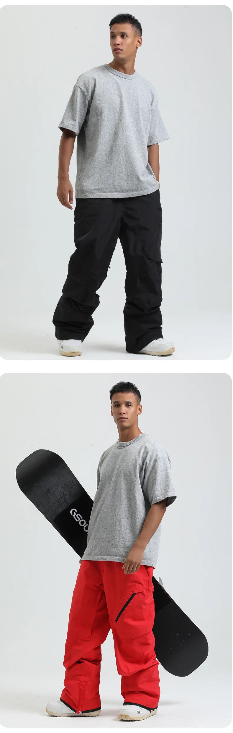 GSOU SNOW Women Men Ski Pants Snowboard Pants Super Baggy Snowboarding Loose Snow sport Insulation Waterproof Windproof