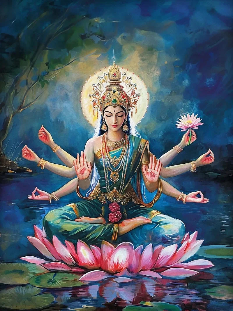 Divine Goddess Durga Hindu Indian Hindu Meditation Yoga Poster Print Wall Art Pictures Canvas Painting Living Room Home Decor