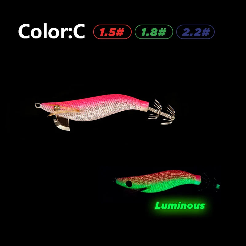LETOYO mini squid lure 1.5-2.2# Luminous squid jig Artificial bait Cuttlefish squid bait Webfoot Octopus fishing lures