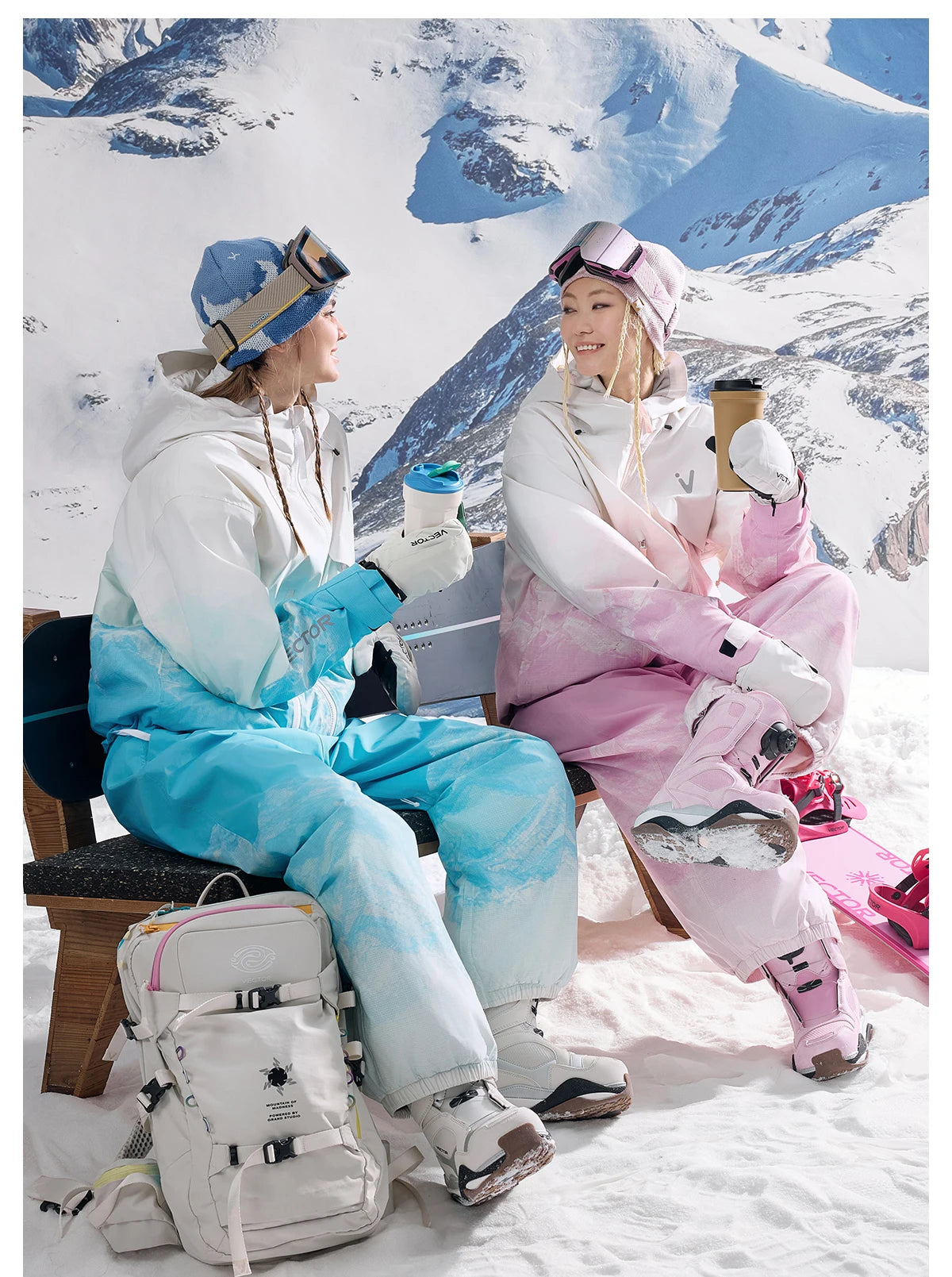 VECTOR Men Women 3L Cotton Ski Jacket Ski Pants Winter Warm Windproof Waterproof Outdoor Sports Snowboard Ski Coat Trousers