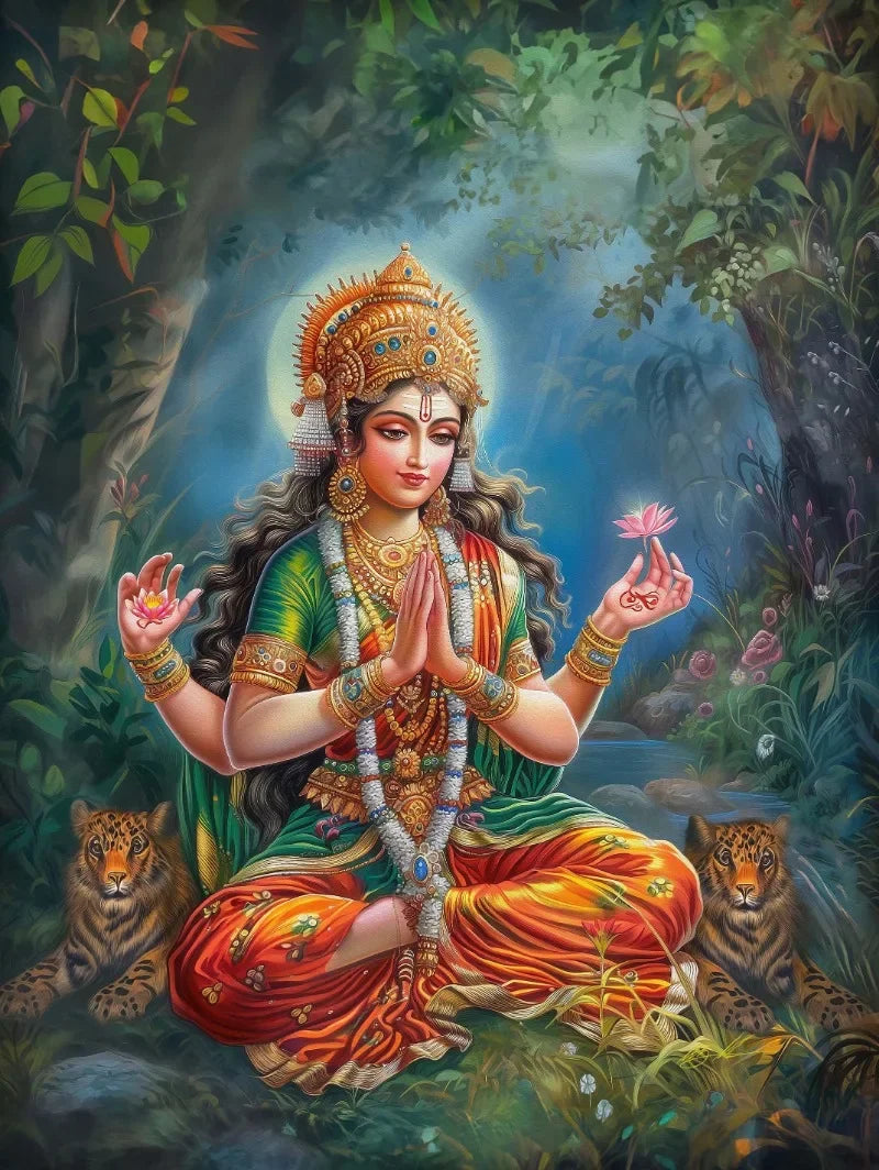 Divine Goddess Durga Hindu Indian Hindu Meditation Yoga Poster Print Wall Art Pictures Canvas Painting Living Room Home Decor
