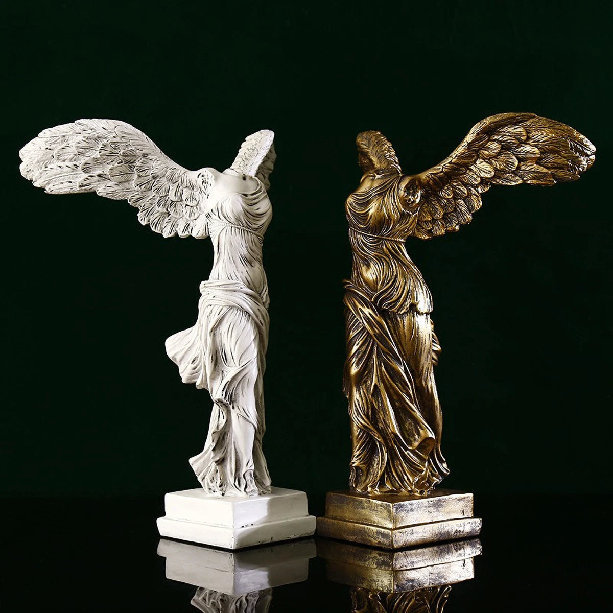 Victory Goddess Statue - Greek Mythology Resin Sculpture for Home Decor, Office Desk Ornament with Gold Finish Art Craft