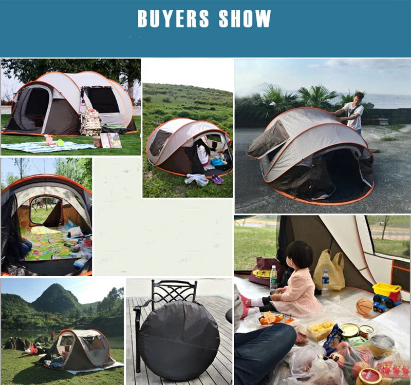 2-4Persons Throw Tent Automatic Waterproof Large Space Family Outdoor Camping Portable Tourist Self-driving BBQ Equipment