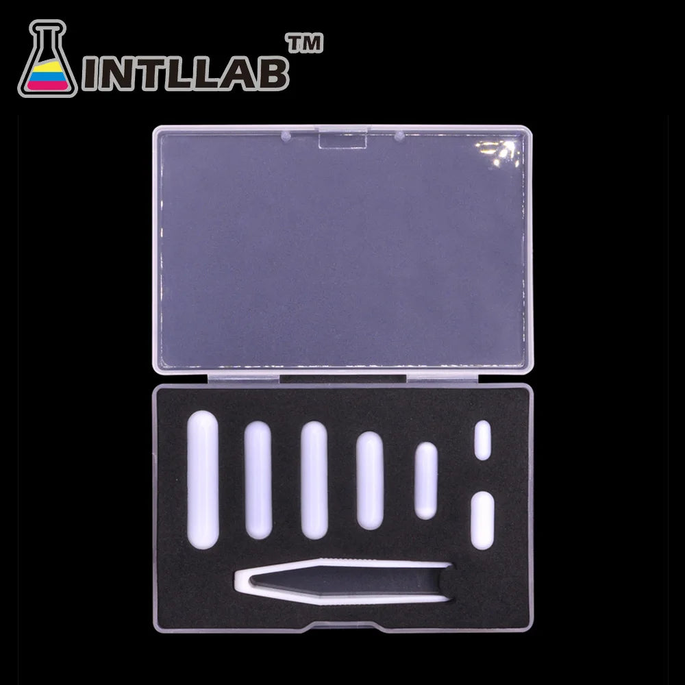INTLLAB Mixed Size Stir bar PTFE Magnetic Stirrer Mixer Stir Bars 7pc  Durable Build, Ideal for Student Labs, Portable Packaging