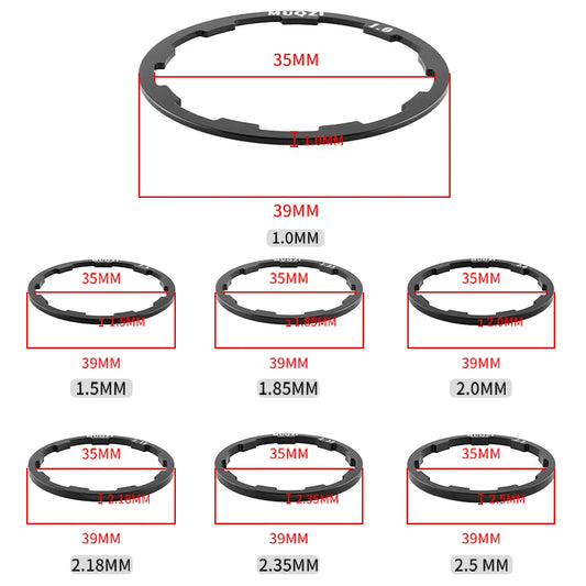 MUQZI 5pcs Cassette Washer 1mm 1.5mm 1.85mm 2mm 2.18mm 2.35mm 2.5mm Flywheel Spacer Bike Hub Washer