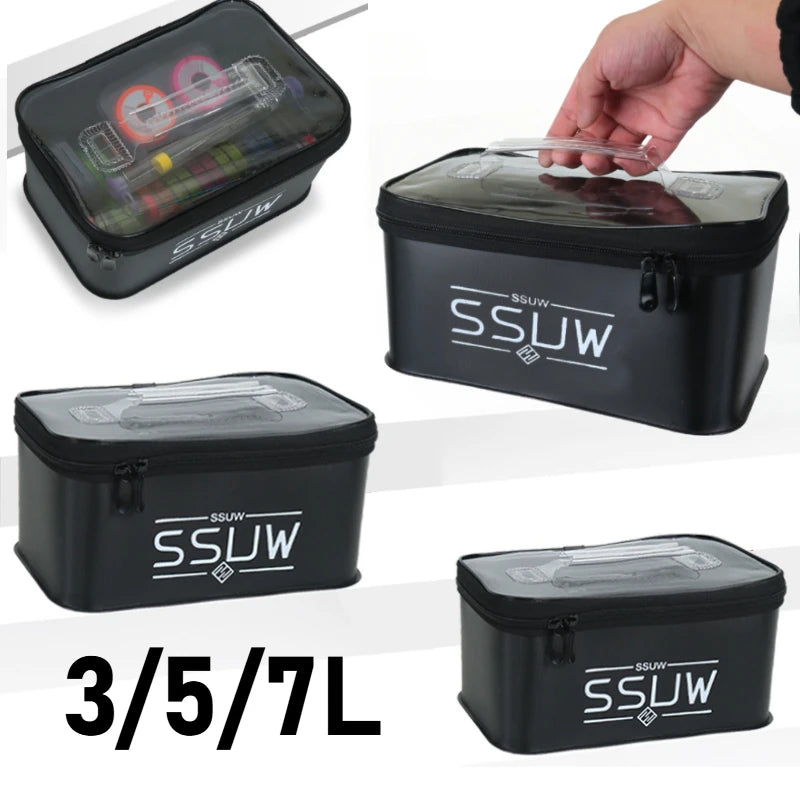 Portable EVA Fishing Tool Box, Fishing Accessory Organizer, Live Bait Storage Container, 3L/5L/7L Large Capacity Water Container