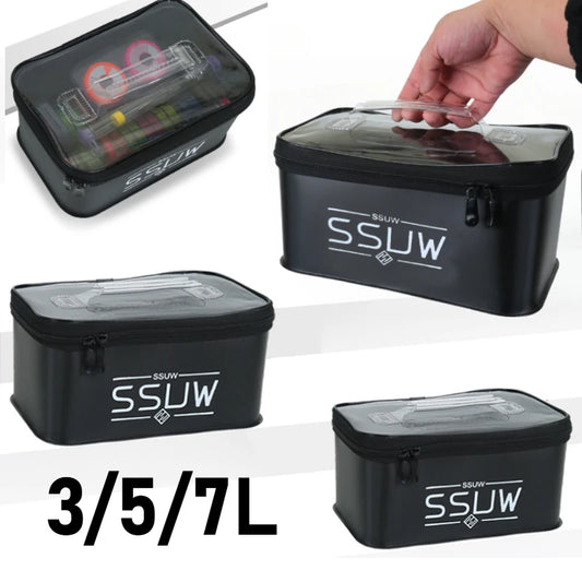 Portable EVA Fishing Tool Box, Fishing Accessory Organizer, Live Bait Storage Container, 3L/5L/7L Large Capacity Water Container
