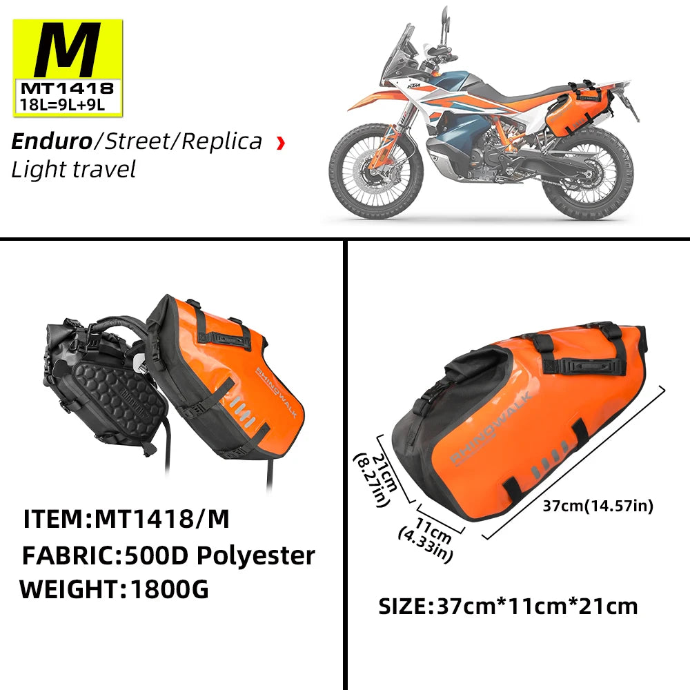 Rhinowalk Motorcycle Side Bag 2PC 100% Waterproof 18L/28L/48L Motorbike Saddle Bag Motor Pannier Bag Saddle Bags Travel Luggage