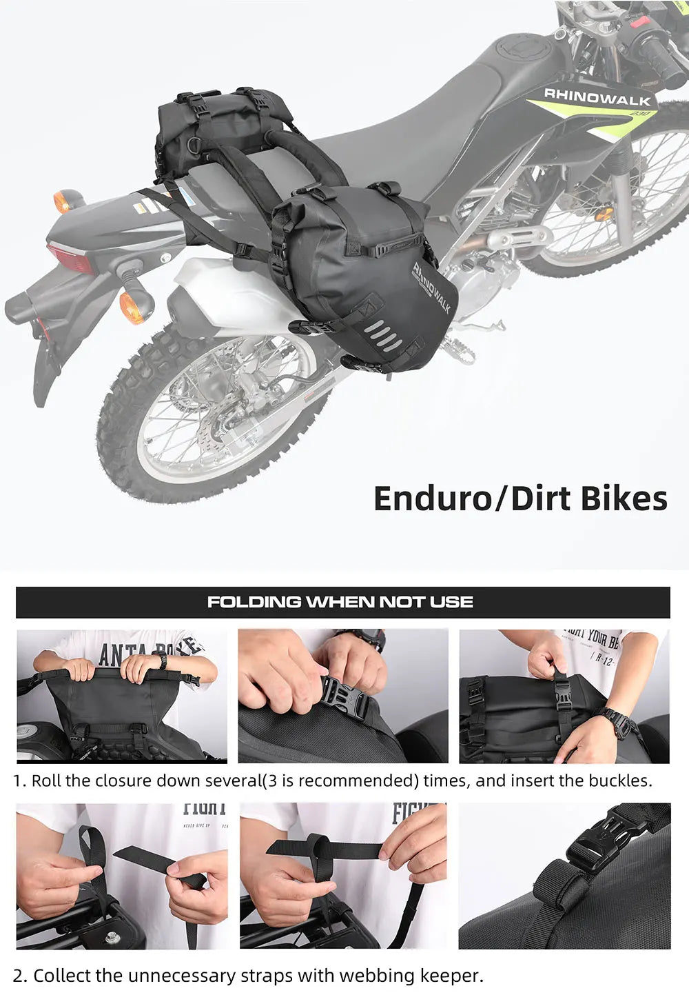 Rhinowalk Motorcycle Side Bag 2PC 100% Waterproof 18L/28L/48L Motorbike Saddle Bag Motor Pannier Bag Saddle Bags Travel Luggage