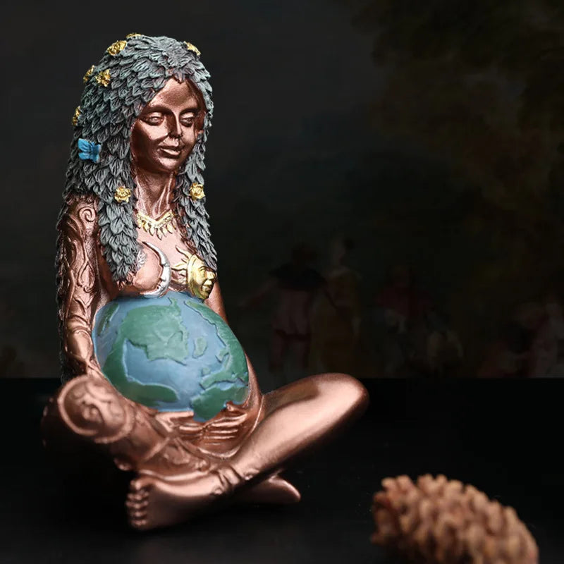 Goddess Statue Gaia Statue Mother Earth Nature Resin Spiritual Figurine Home Room Decor Garden Decoration Earth Day Decoration