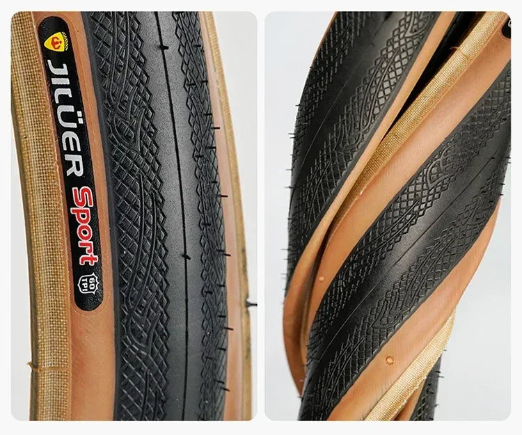 JILUER Folding Tire for Mountain and Road Bikes  27.5" Puncture-Resistant, 29" & 700c Sizes, Ultralight with Yellow Sidewalls