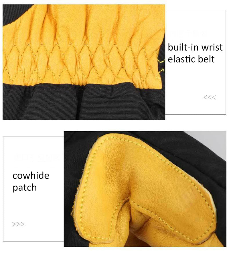 Winter Ski Mittens Snowboard Snowmobile Skiing Sports Motorcycle Riding Windproof Waterproof Pu Warm Ski Glove for Men Women