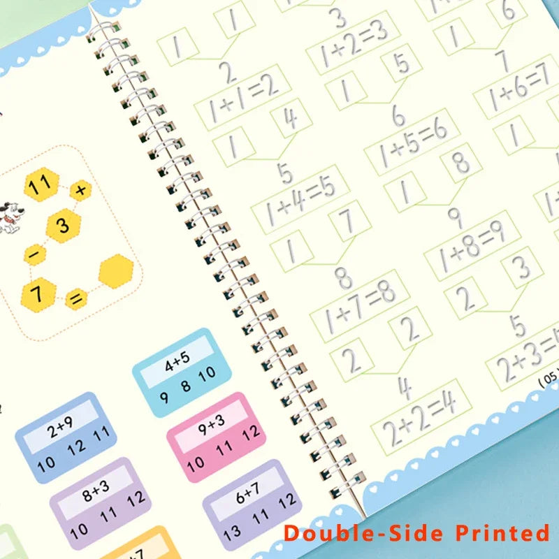 4Pcs Magic Groove Practice Copybook for Kids Reusable Writing Book Uses for Preschool English Calligraphy Free Wiping Learning