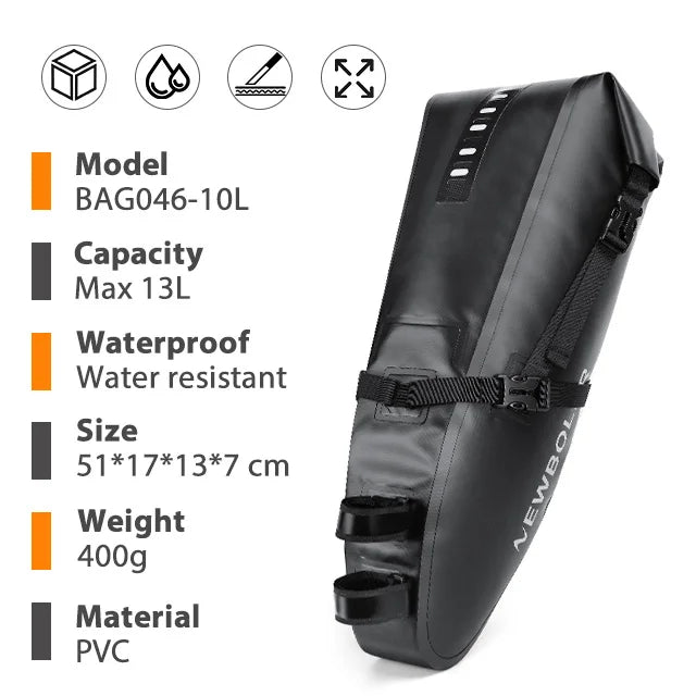 NEWBOLER Bike Bag Waterproof 10L Large Capacity Bicycle Saddle Bag Cycling Foldable Tail Rear Bag MTB Road Trunk Bikepacking