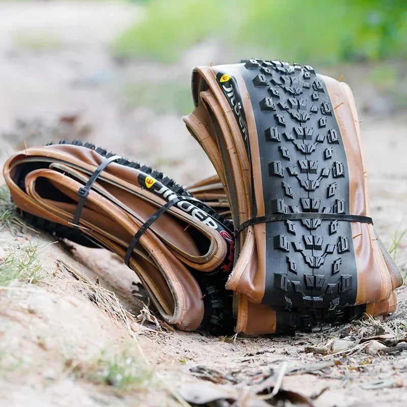JILUER Folding Tire for Mountain and Road Bikes  27.5" Puncture-Resistant, 29" & 700c Sizes, Ultralight with Yellow Sidewalls
