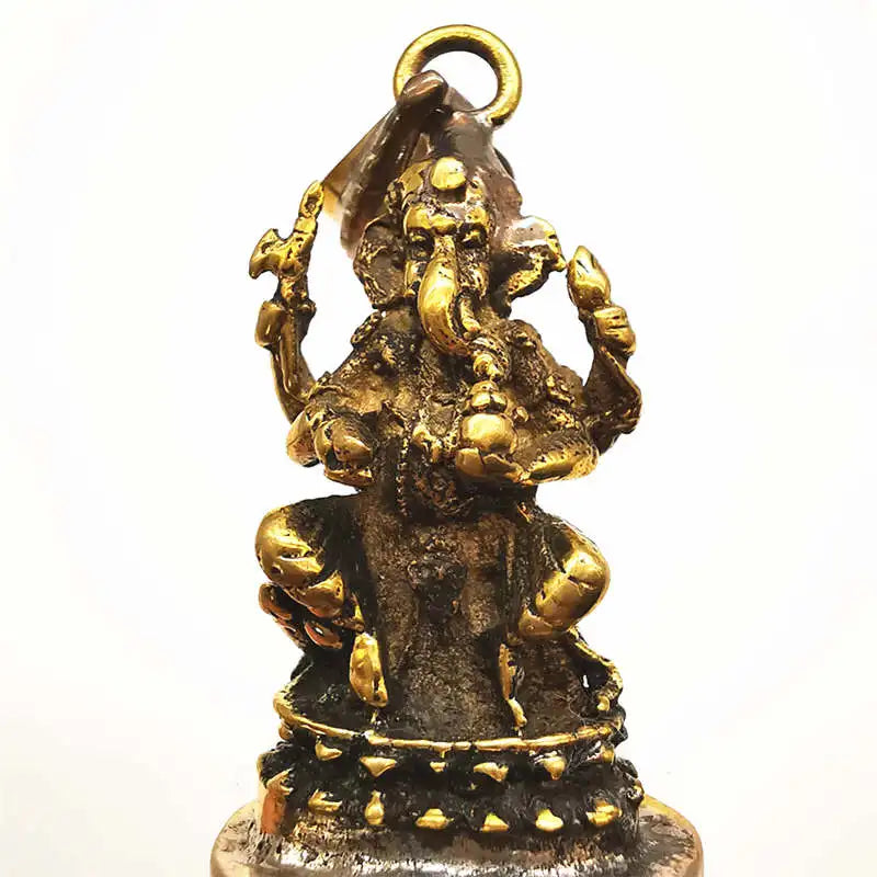 Indian Ganesh Amulet Pendants Pocket Buddha Brass Golden Handicrafts Capped Rudraksha Bodhi Beads TBP661