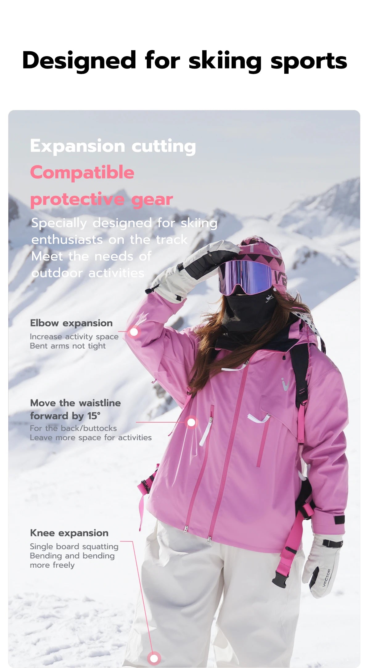 VECTOR Men Women 3L Cotton Ski Jacket Ski Pants Winter Warm Windproof Waterproof Outdoor Sports Snowboard Ski Coat Trousers